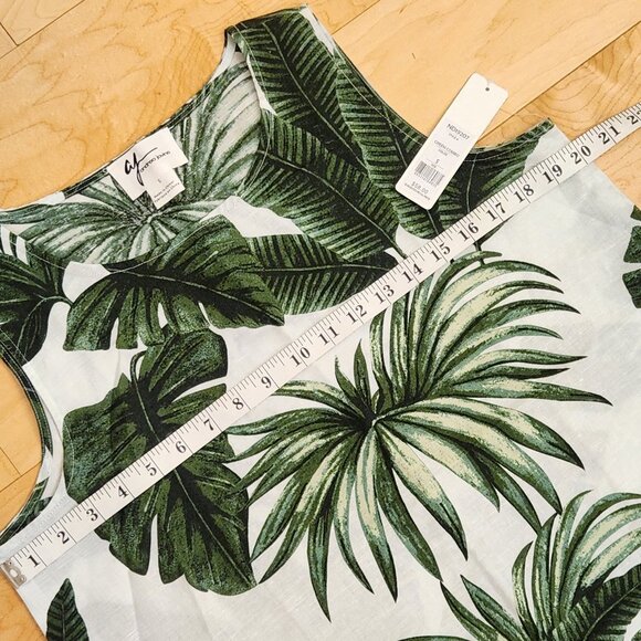 🌴 ANDREA JOVINE Palm Tropical Print Linen Cotton Tank Top Blouse Summer sz S-M - Picture 10 of 15